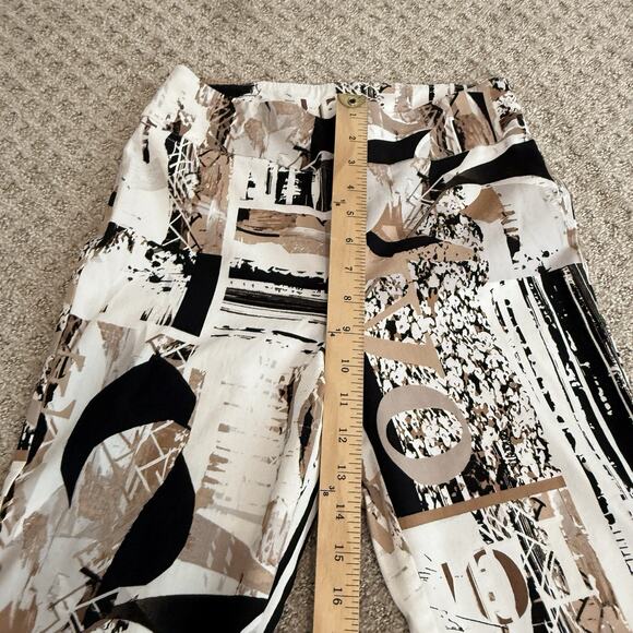 Joseph Ribkoff Vanilla/Multi Abstract Print Pull On Slim Cropped Pants Size 8 - Picture 5 of 11